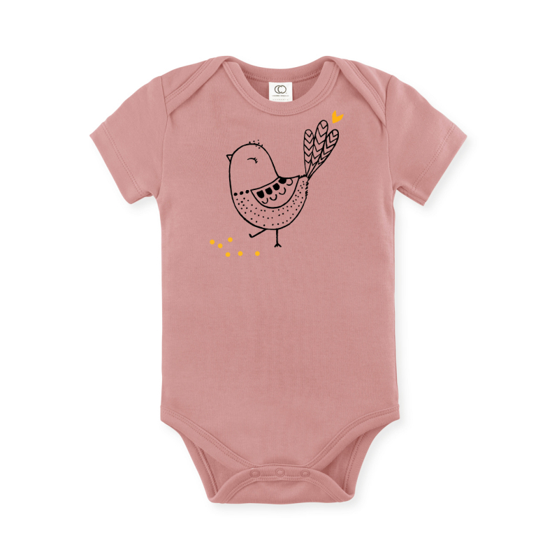 Kiki the Bird | rosé organic Baby-Bodysuit short-sleeve