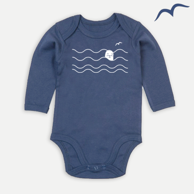 Robbie die Robbe | Baby Body Marineblau langärmlig