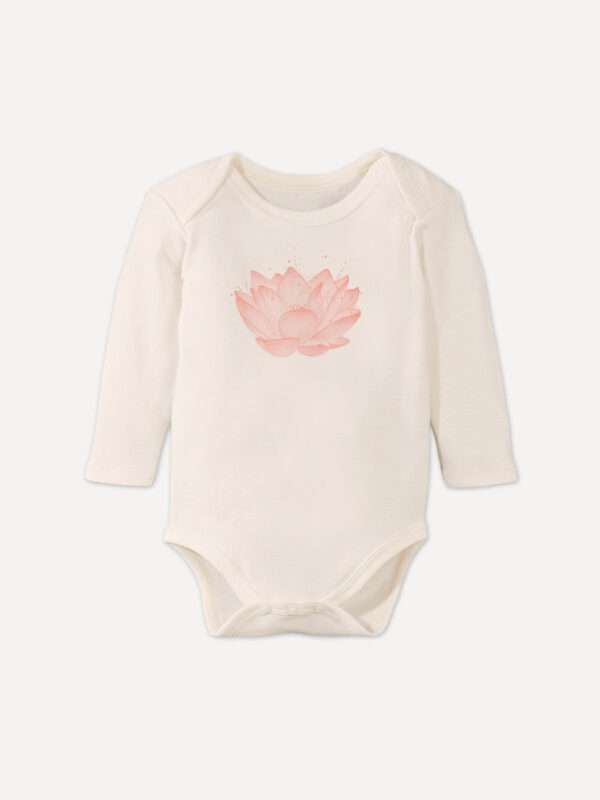 Baby-Body aus Bio-Baumwolle mit Lotus Lotusbluete Motiv perfektes Geschenk zur Geburt von little Ruby Berlin