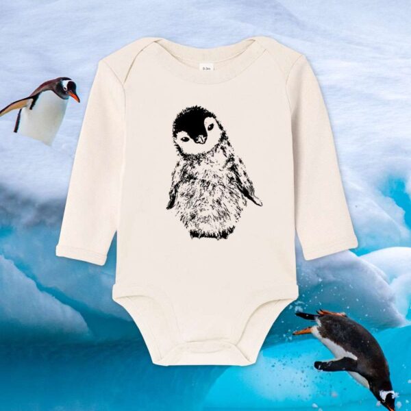 Pinguin Baby-Body aus 100% Bio-Baumwolle von little Ruby
