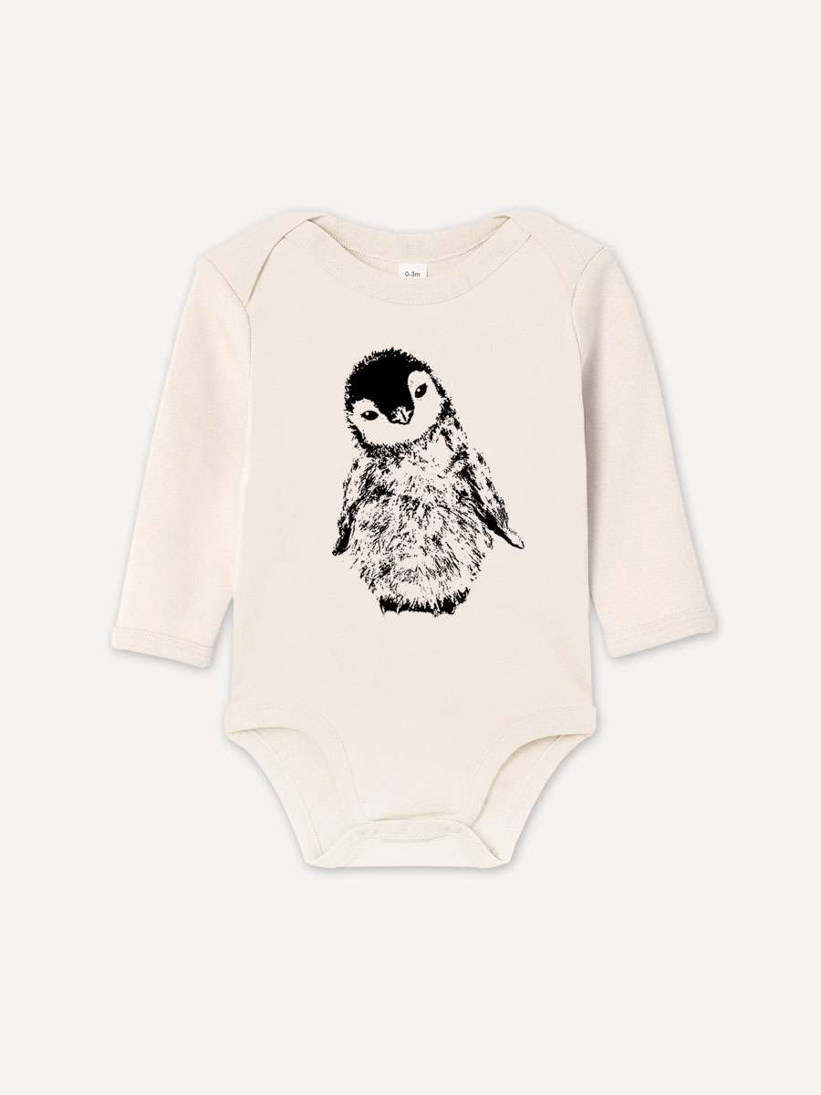 Baby-Body aus 100% Bio-Baumwolle mit Pinguin Aufdruck on little Ruby