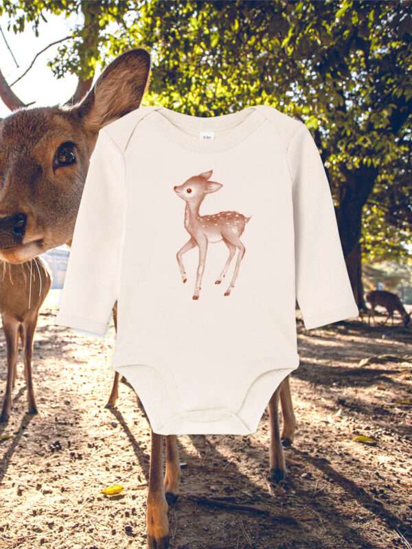 Baby-Body aus 100 % Bio-Baumwolle mit Bambi Rekitz Reh Motiv von little Ruby Berlin