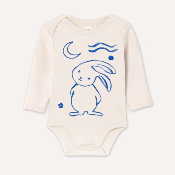 hase-baby-body-littleruby Baby-Body mit Mondhase Hase Motiv aus 100% Bio-Baumwolle von little Ruby