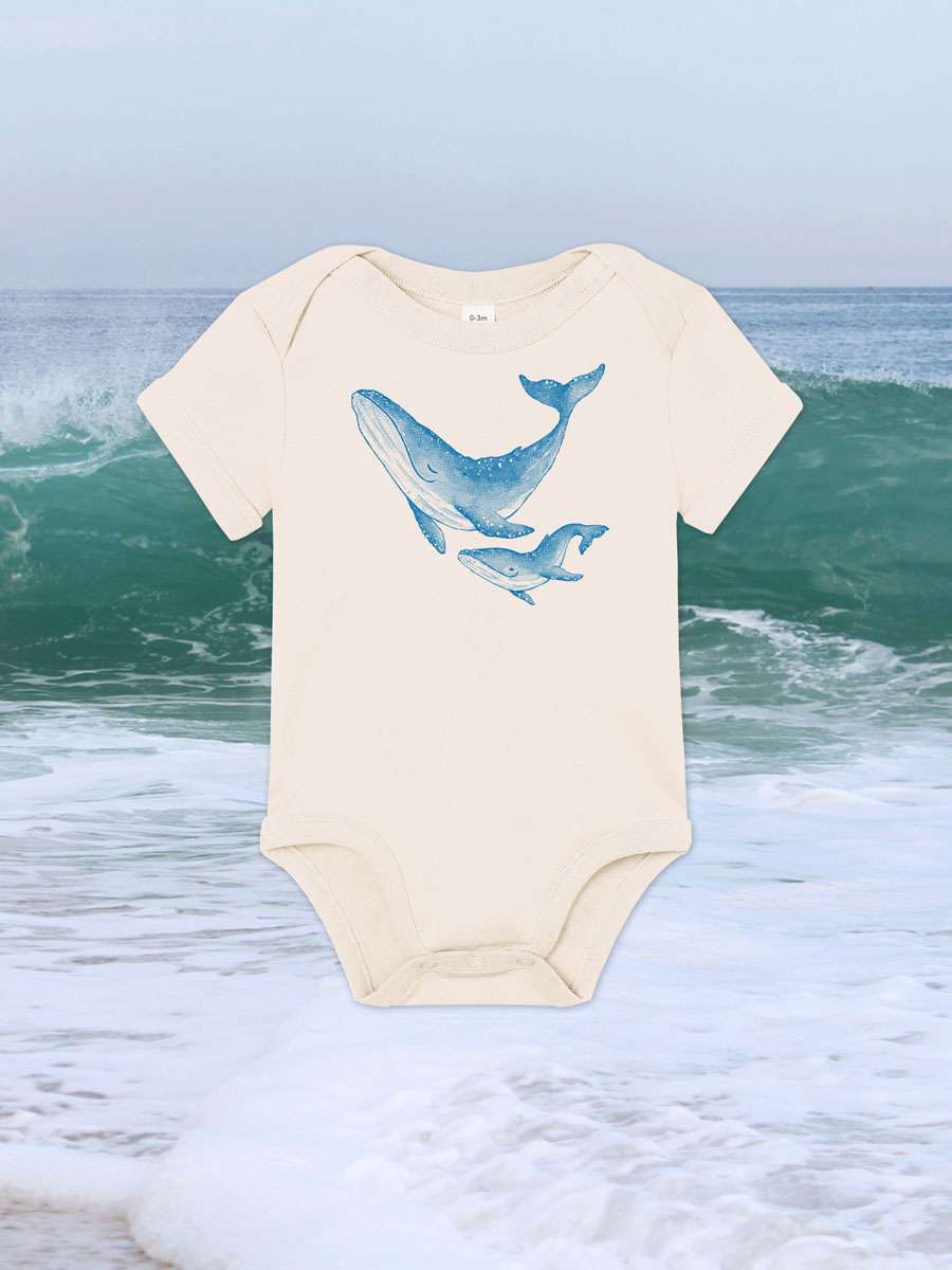Baby-Body mit Buckelwal Motiv aus 100% Bio-Baumwolle von little Ruby