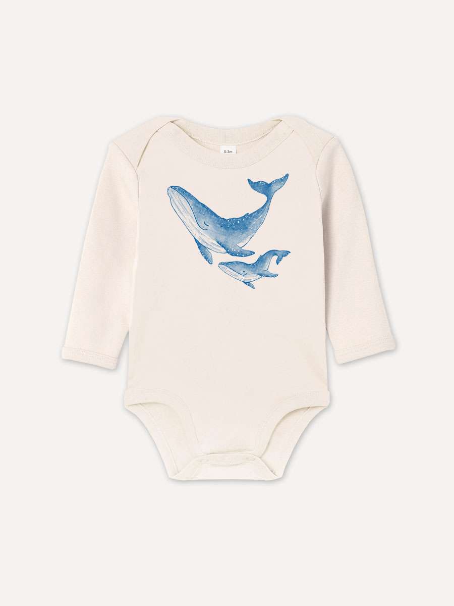 Baby-Body mit Wal Motiv aus 100% Bio-Baumwolle von little Ruby