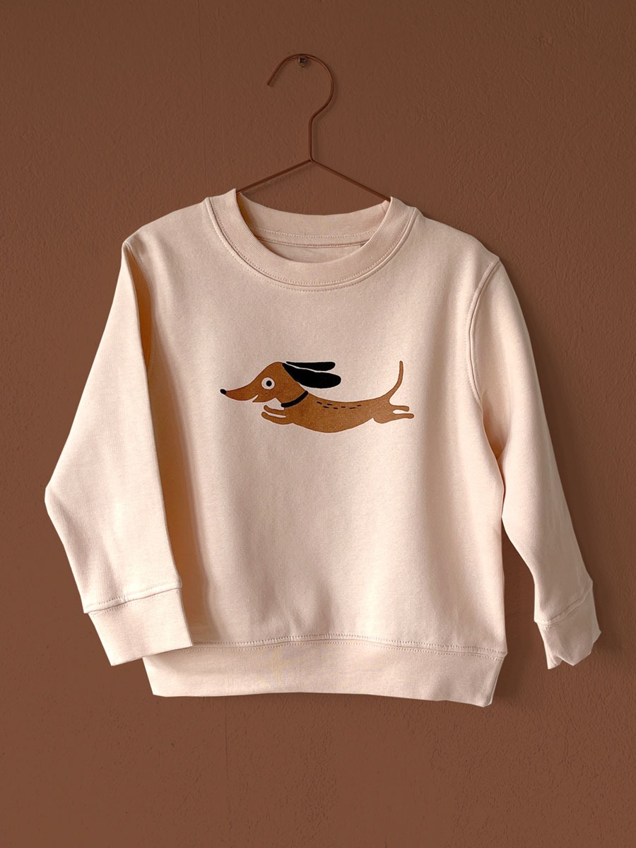 Kinder Sweatshirt mit Dackel Aufdruck von little Ruby