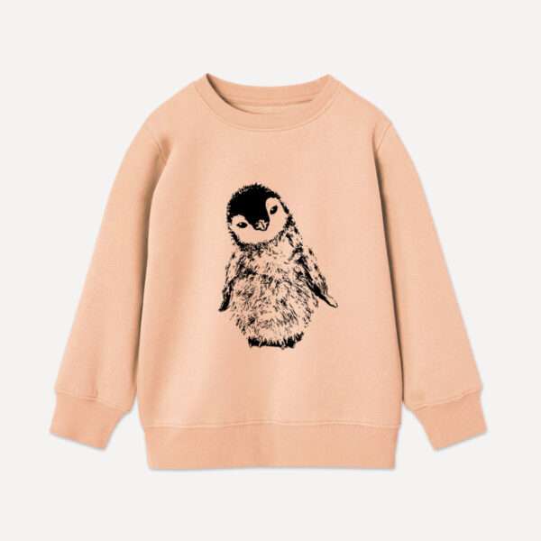 Rosa Kinder Bio-Sweatshirt mit Pinguin Aufdruck von little Ruby