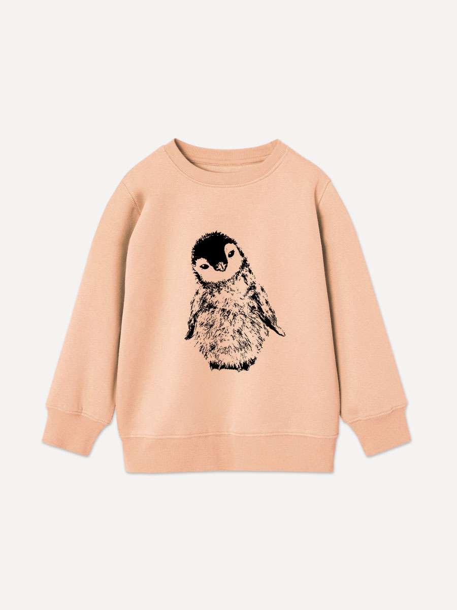 Rosa Kinder Bio-Sweatshirt mit Pinguin Aufdruck von little Ruby