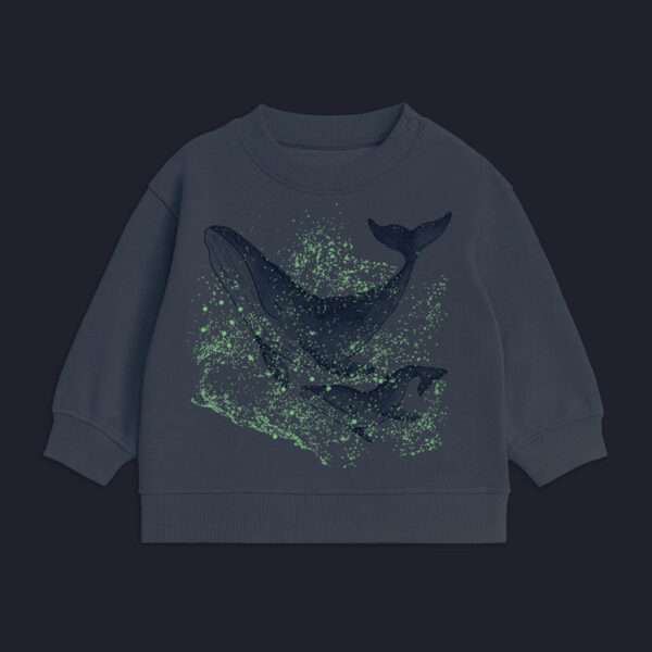 Bio-Baby-Pullover mit Wal Motiv und Leuchtfarbe von little-Ruby-Berlin