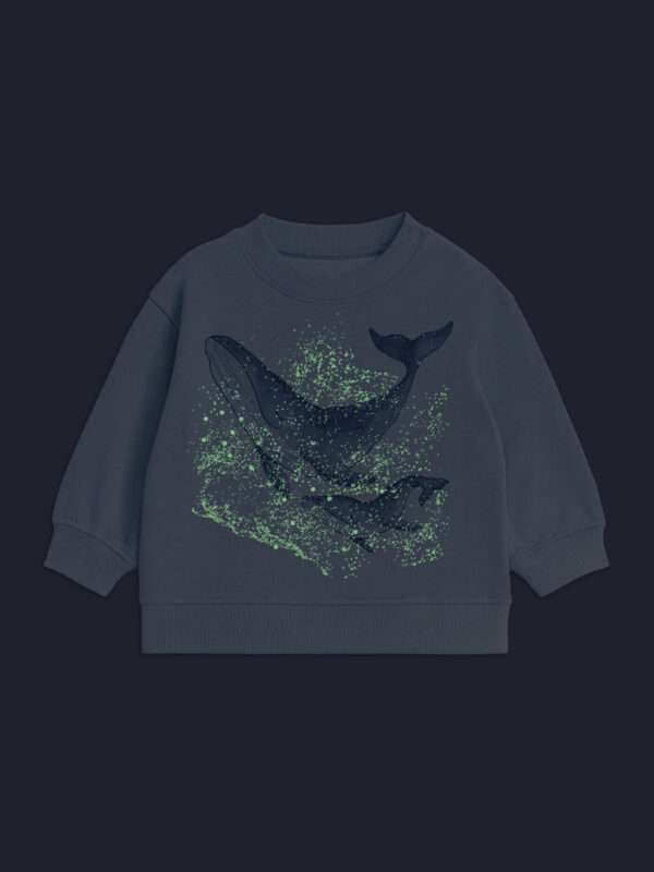 Bio-Baby-Pullover mit Wal Motiv und Leuchtfarbe von little-Ruby-Berlin